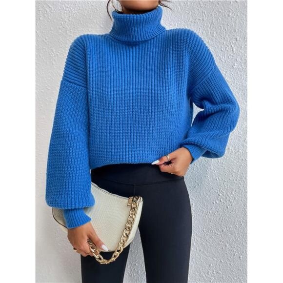 Variété Boutique Sweaters - Rib-knit Turtleneck Drop Shoulder Sweater